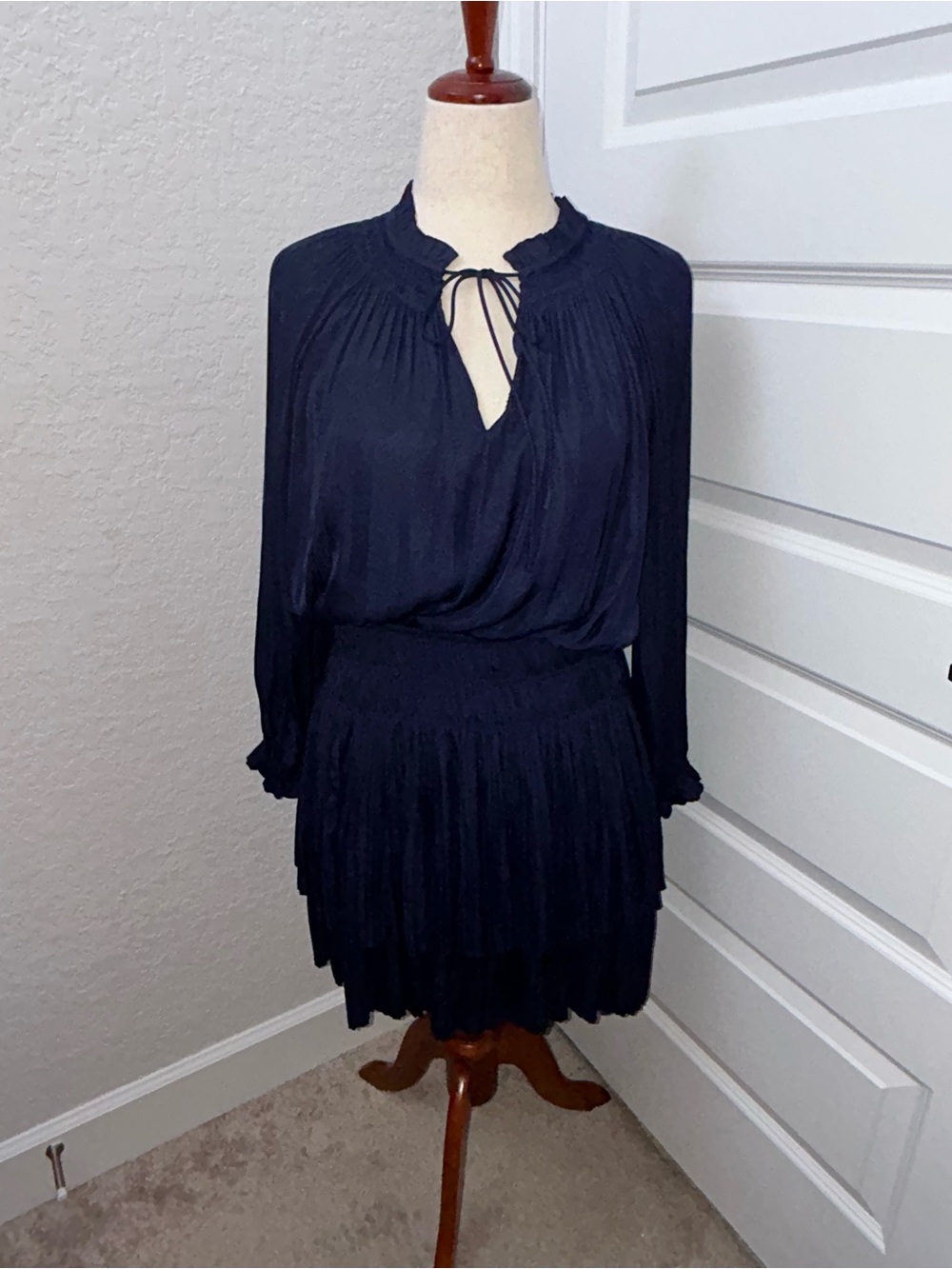 Current Air Cecile Ruffle Tiered Smocked Waist Long Sleeve Mini Dress